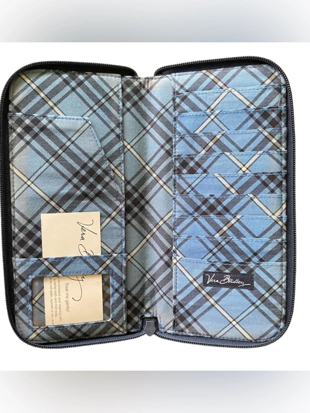 Vera Bradley Windsor Navy Paisley Zip Wallet Organizer NOS Vintage Retired 2006 - Picture 4 of 8
